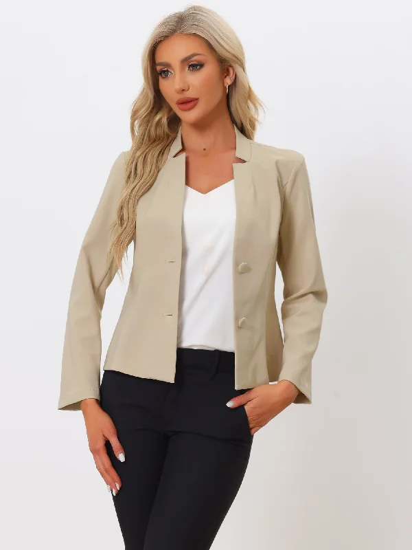 Elegant Blazer Long Sleeve Button Front Stretch Office Suit Jacket