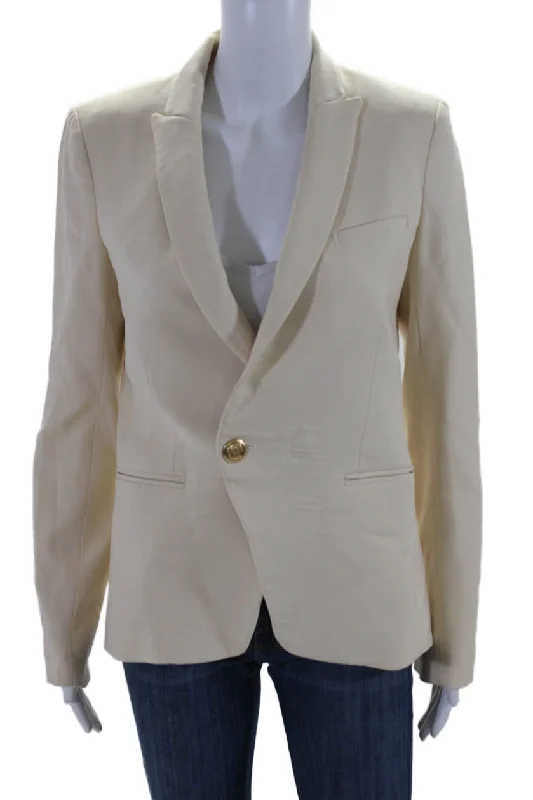 Veronica Beard Womens Double Breasted Pointed Lapel Blazer Jacket White