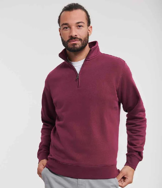 Russell Authentic Zip Neck Sweatshirt | Burgundy