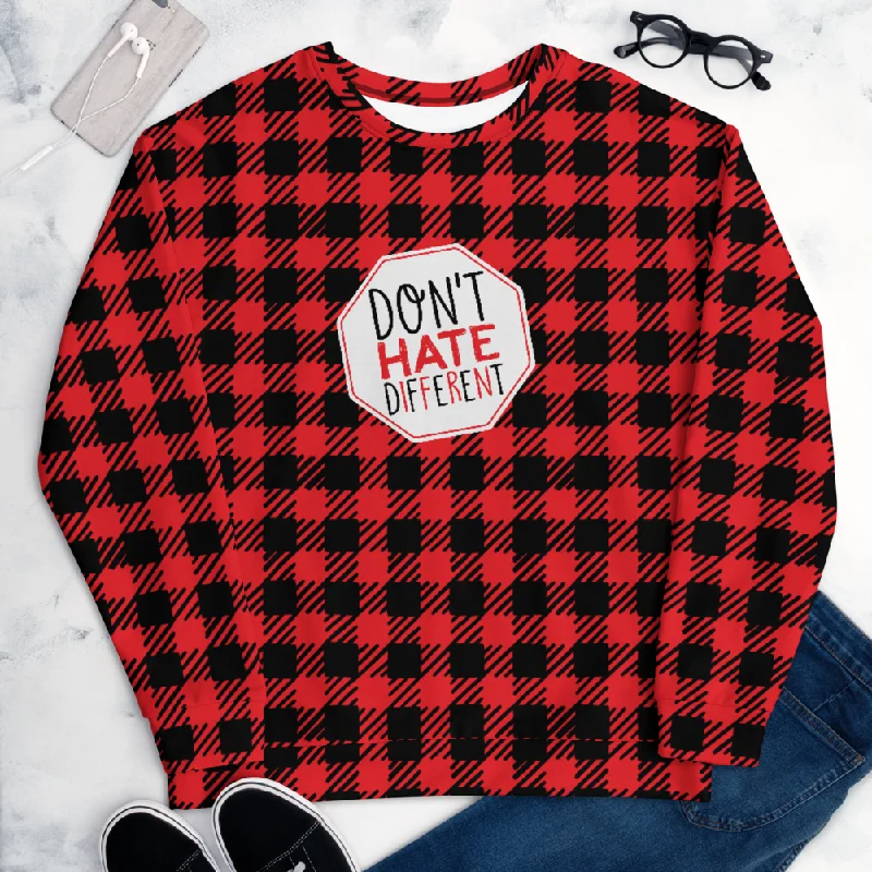 Don't Hate Different (Buffalo Plaid Unisex Sweatshirt)