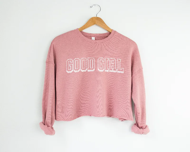 good girl varsity crop sweatshirt