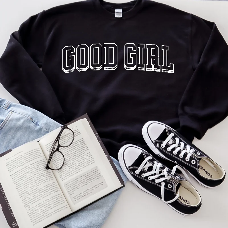 good girl varsity sweatshirt (white)