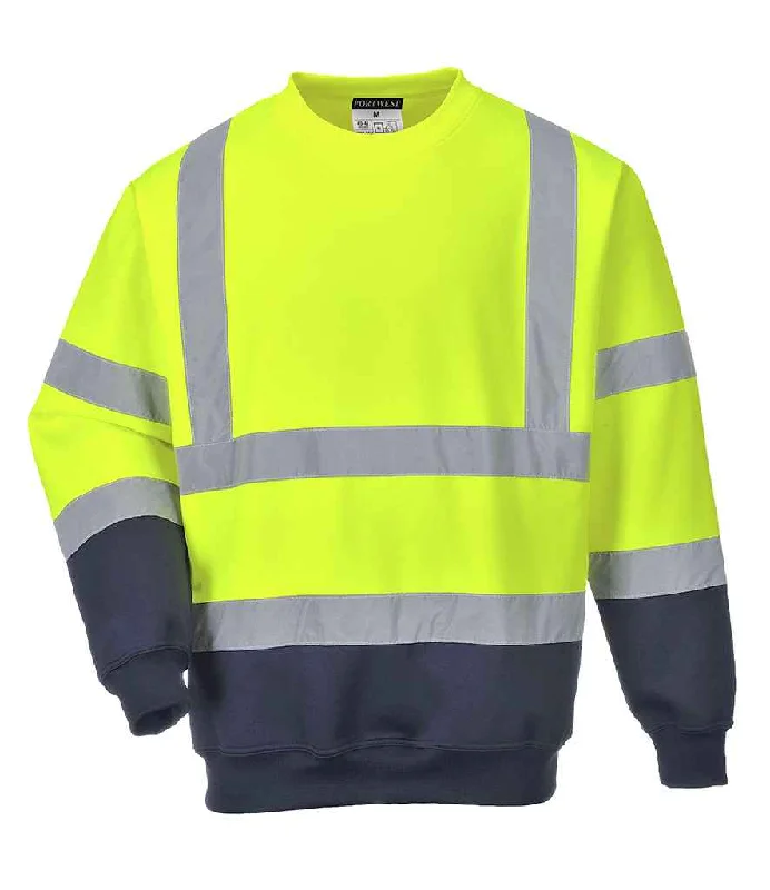 Portwest Hi-Vis Two Tone Sweatshirt | Yellow/Navy