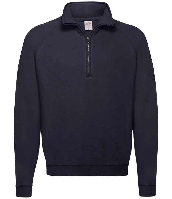 Fruit of the Loom Classic Zip Neck Sweatshirt | Deep Navy