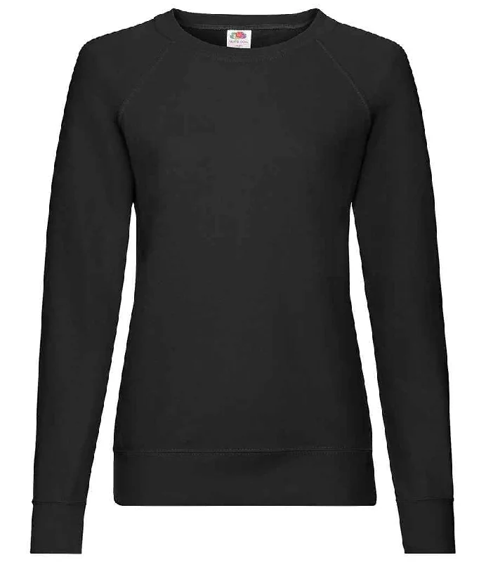 Fruit of the Loom Lady Fit Lightweight Raglan Sweatshirt | Black