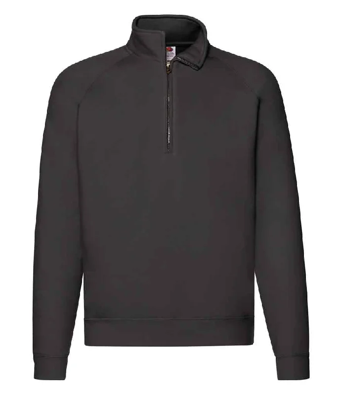 Fruit of the Loom Premium Zip Neck Sweatshirt | Black