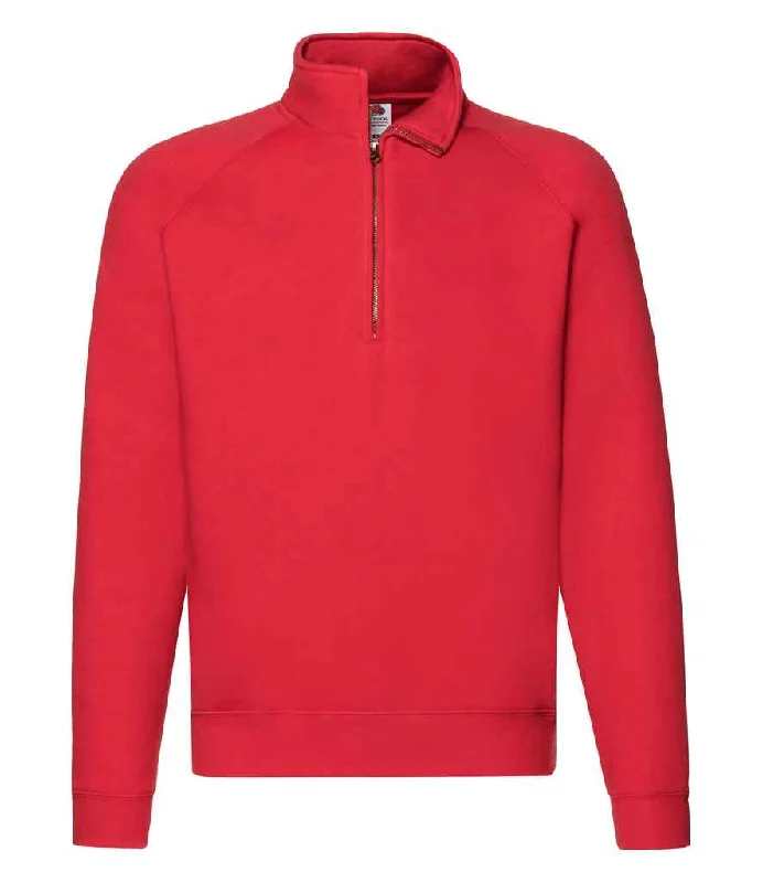 Fruit of the Loom Premium Zip Neck Sweatshirt | Red