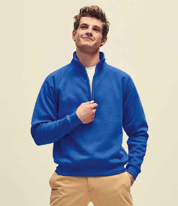 Fruit of the Loom Premium Zip Neck Sweatshirt | Royal Blue