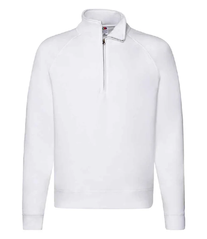 Fruit of the Loom Premium Zip Neck Sweatshirt | White