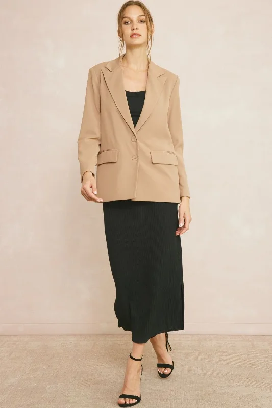 Solid Blazer with Front Pockets by Entro Clothing