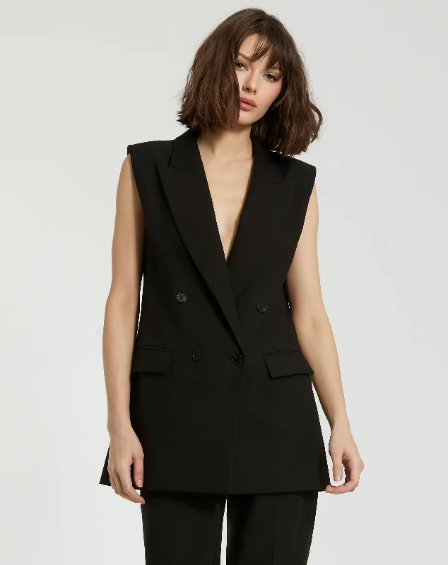 Tailored Crepe Sleeveless Blazer Vest - FINAL SALE