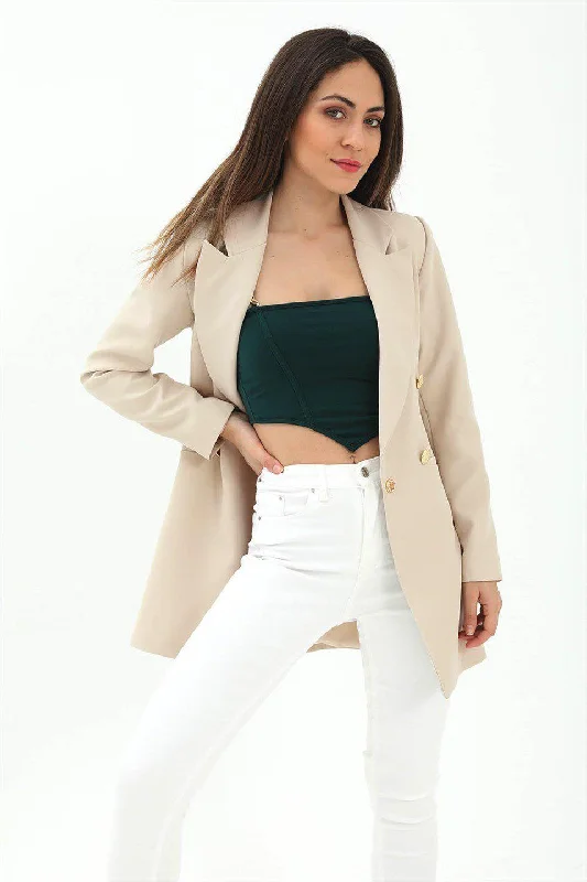 Women's Beige Blazer Jacket