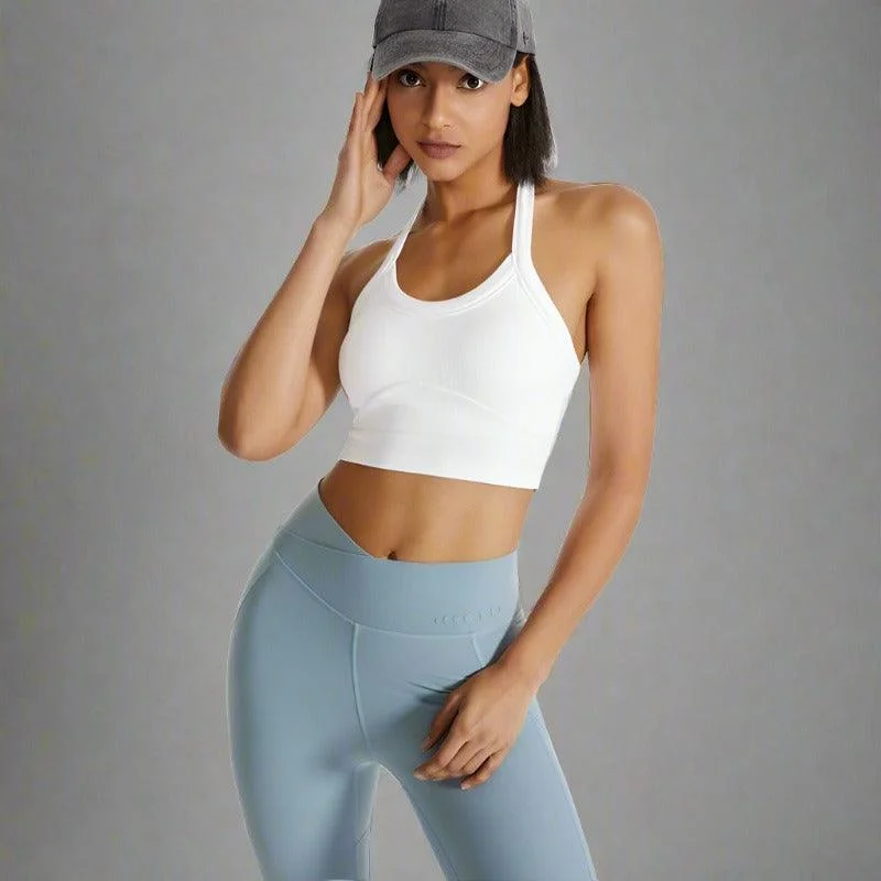 Ribbed Halter Neck Sports Bra — Women's Sports Bra