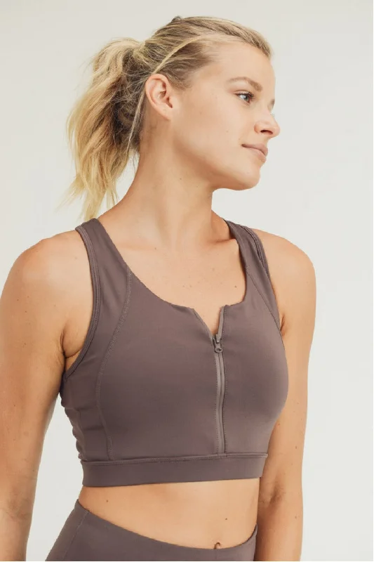 Mono B Peppercorn Zip Up Racerback Sports Bra