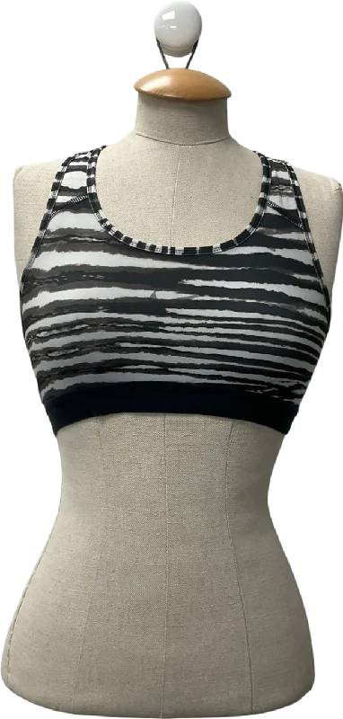 Nike Black And White Striped Sports Bras UK S