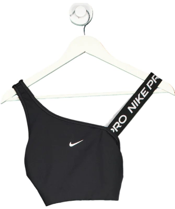 Nike Black Swoosh Asymmetrical Padded Sports Bra UK M