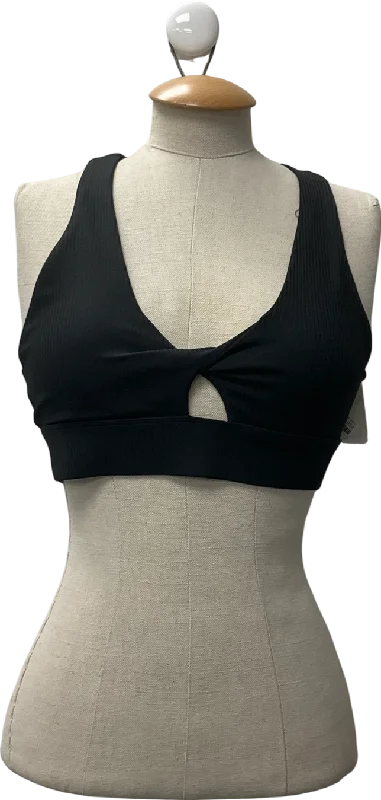 Oasis Black Twist Rib Sports Bra UK S