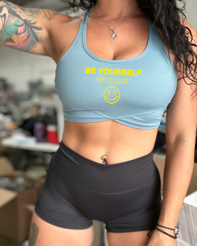 Salty Savage Ladies "Be Yourself” V Cut Sports Bra | Yellow