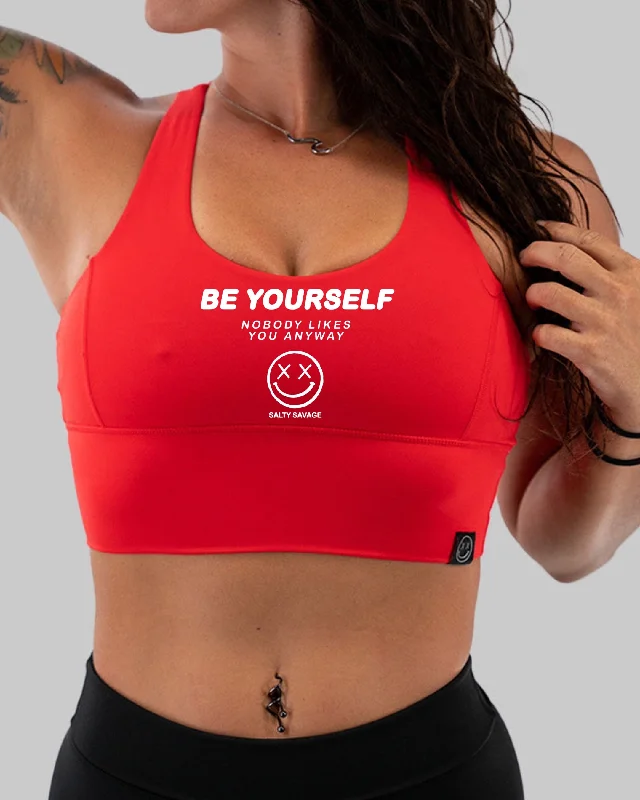 Salty Savage Ladies "Be Yourself" X Back Longline Sports Bra | Cocoa Beach Performance