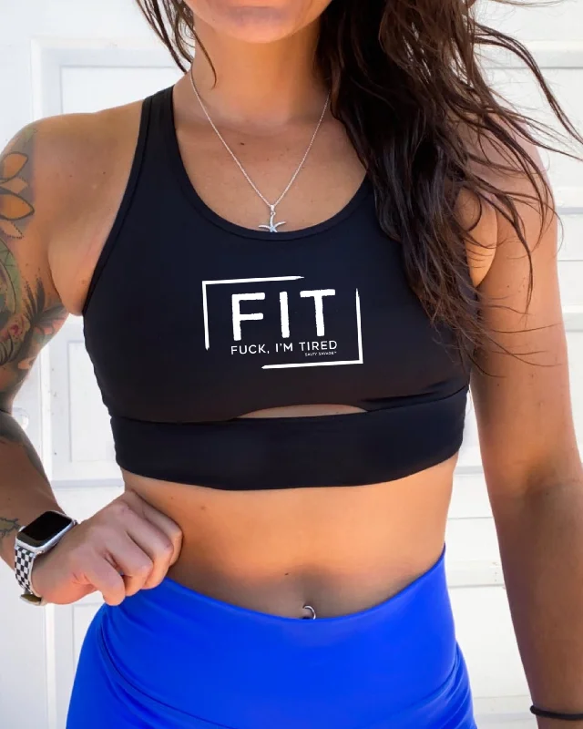 Salty Savage Ladies “FIT Fuck, I’m Tired” Peekaboo Sports Bra | Cocoa Beach Performance