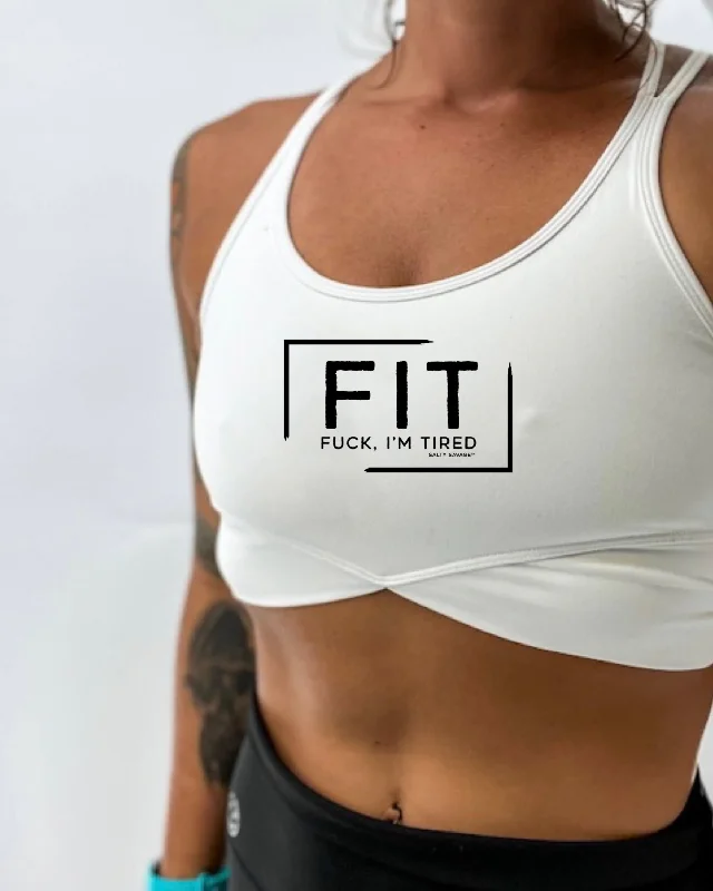 Salty Savage Ladies "FIT Fuck, I’m Tired" V Cut Sports Bra