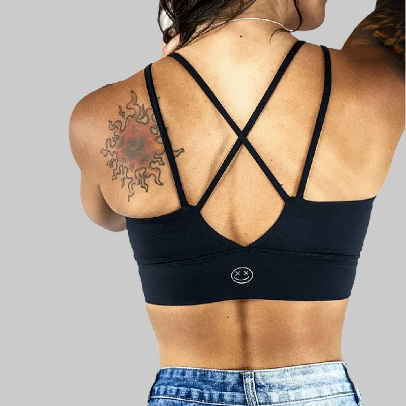 Salty Savage Ladies “OG Smile” Peekaboo Sports Bra | Black