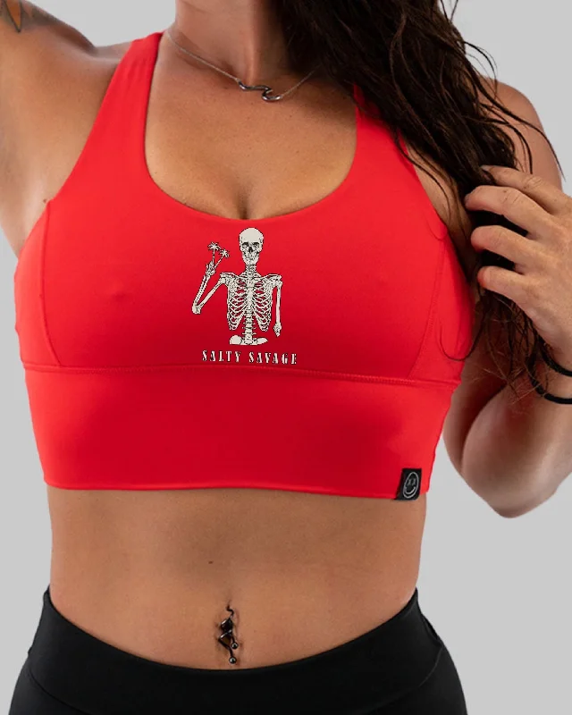 Salty Savage Ladies "Peace Skeleton" X Back Sports Bra | Cocoa Beach Performance