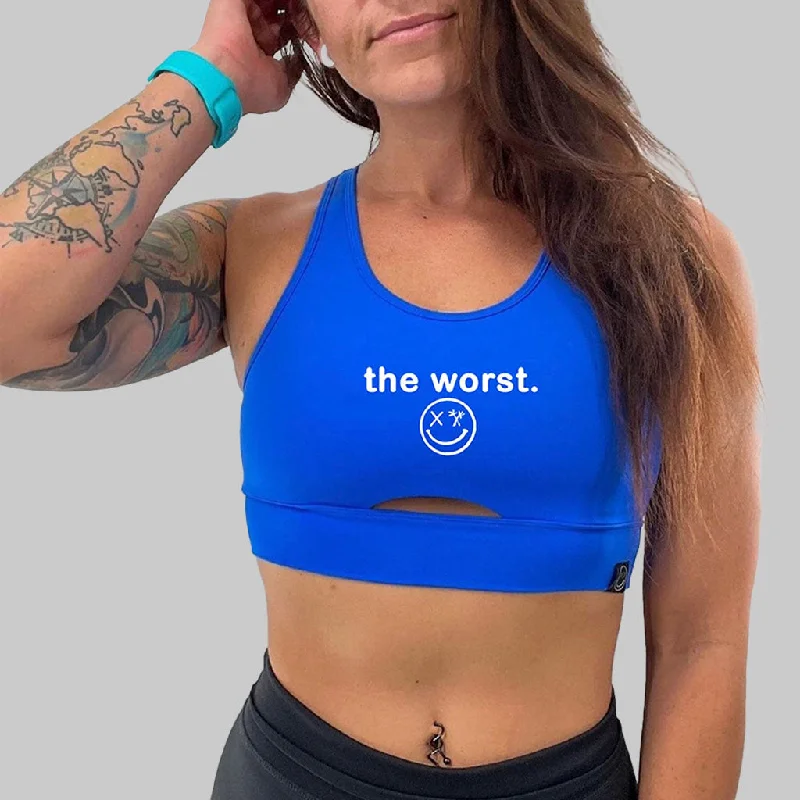 Salty Savage Ladies “the worst” Peekaboo Sports Bra | Cocoa Beach Performance